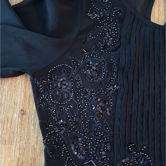 ANTHROPOLOGIE MAEVE HELENE SHEER SEQUIN PEPLUM TOP - Picture 8 of 9